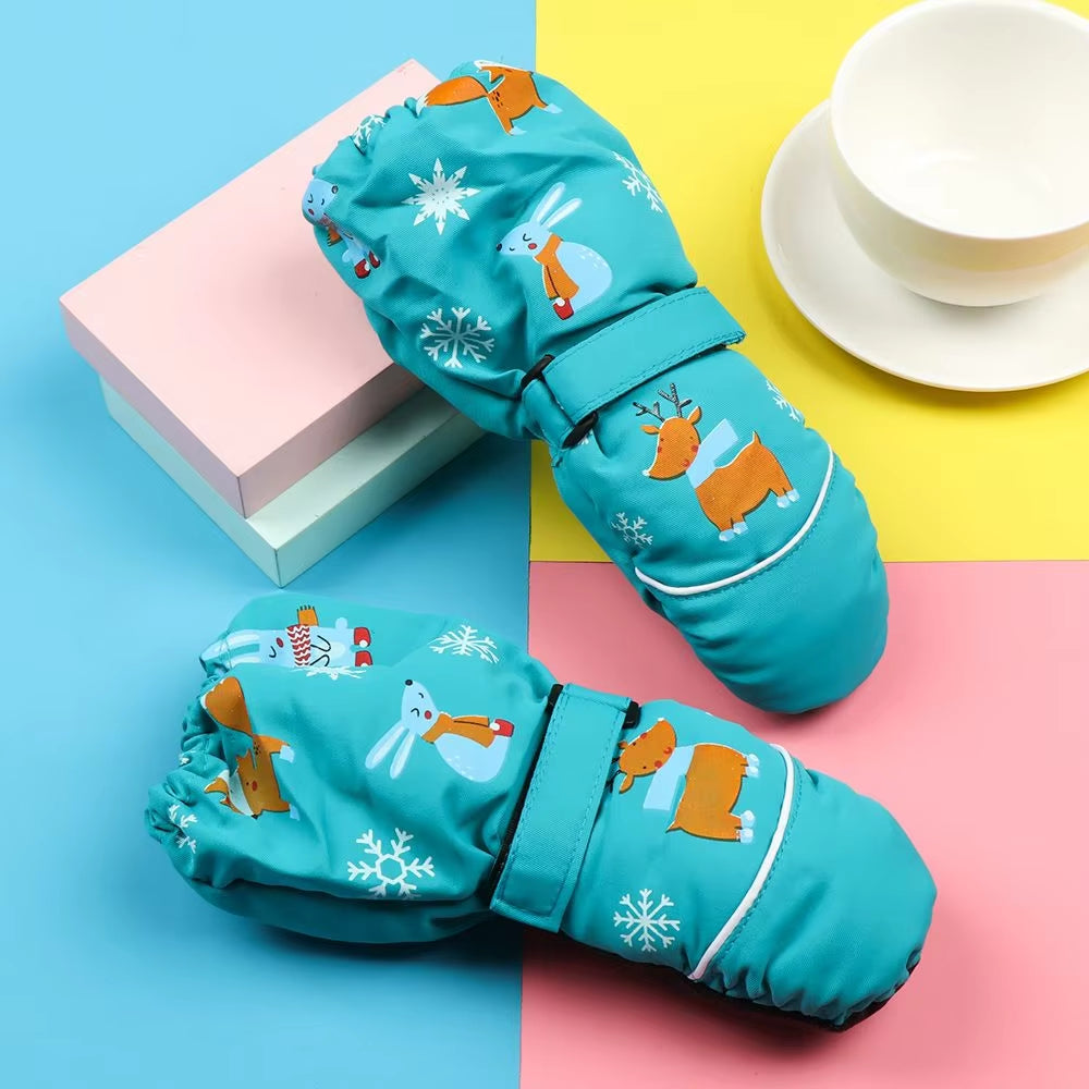 Children Winter Rabbit Gloves Baby Girls Waterproof Windproof Snow Gloves Kids Boy Thick Warm Ski Mitten for 2-6 Years Old