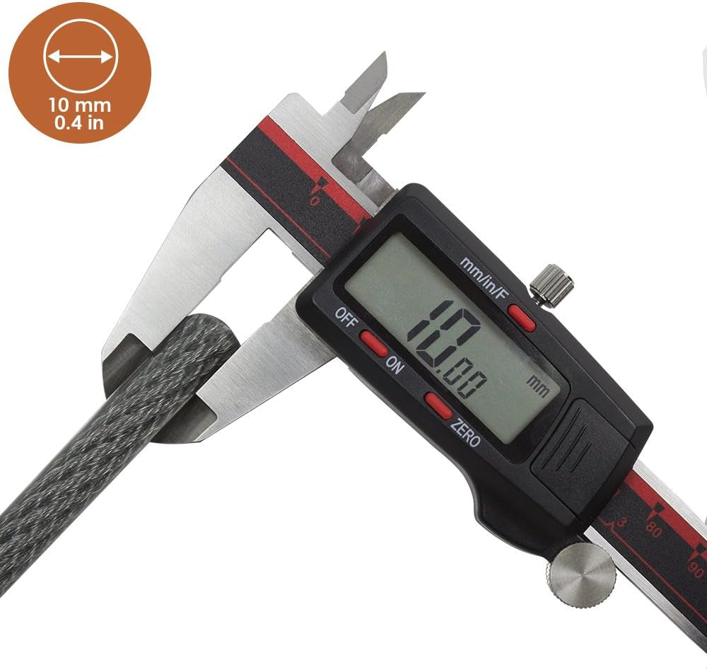 4FT Heavy-Duty Security Cable Lock with Loops – Extra Thick 10Mm (3/8") Braided Steel, Cut-Resistant & Weatherproof Wire Cable for Padlock, Gate, Bike, Motorcycle & Outdoor Equipment