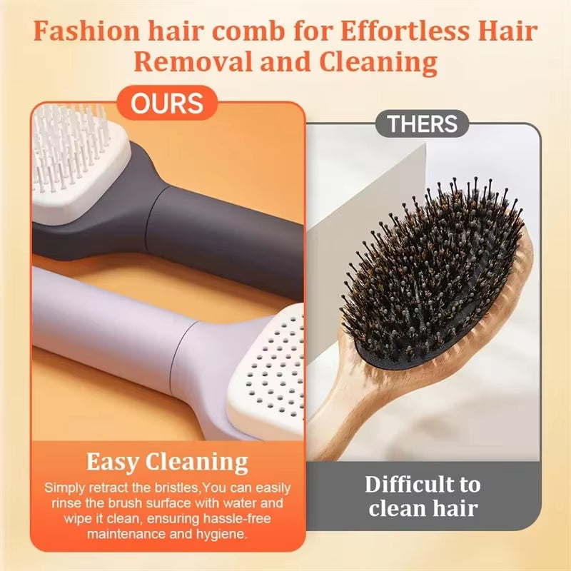 Self Cleaning Hair Comb Massage Air Cushion Comb Rotatable Anti-Static Hair Smoothing Brush Anti-Static Self Cleaning Hair Combs
