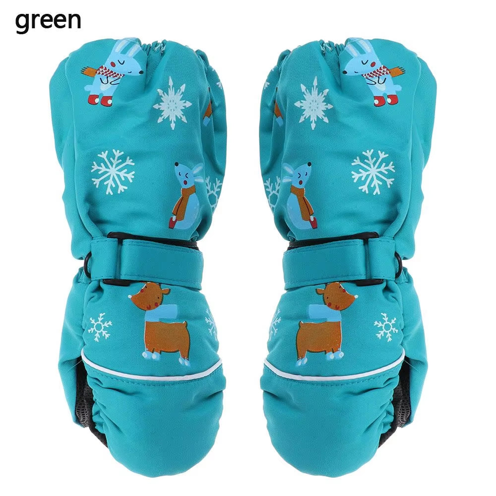 Children Winter Rabbit Gloves Baby Girls Waterproof Windproof Snow Gloves Kids Boy Thick Warm Ski Mitten for 2-6 Years Old