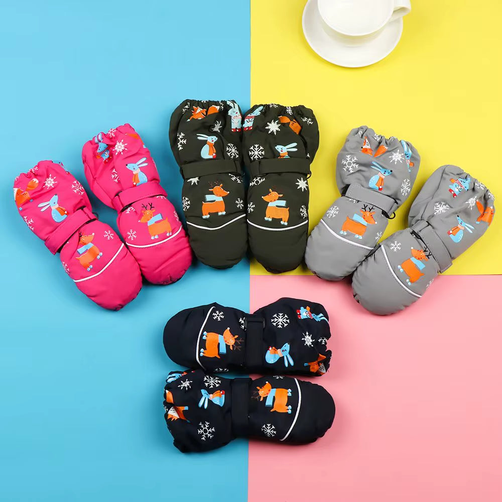 Children Winter Rabbit Gloves Baby Girls Waterproof Windproof Snow Gloves Kids Boy Thick Warm Ski Mitten for 2-6 Years Old