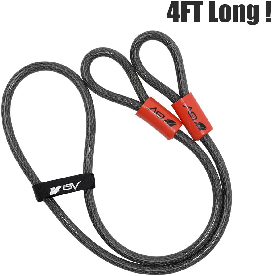 4FT Heavy-Duty Security Cable Lock with Loops – Extra Thick 10Mm (3/8") Braided Steel, Cut-Resistant & Weatherproof Wire Cable for Padlock, Gate, Bike, Motorcycle & Outdoor Equipment