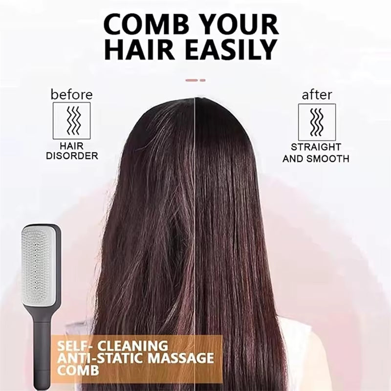 Self Cleaning Hair Comb Massage Air Cushion Comb Rotatable Anti-Static Hair Smoothing Brush Anti-Static Self Cleaning Hair Combs