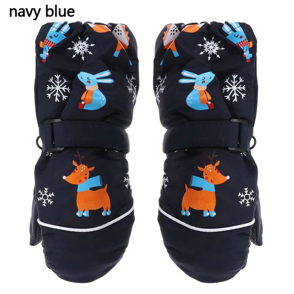Children Winter Rabbit Gloves Baby Girls Waterproof Windproof Snow Gloves Kids Boy Thick Warm Ski Mitten for 2-6 Years Old