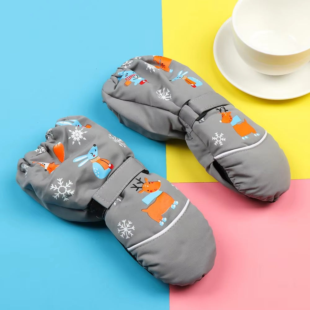 Children Winter Rabbit Gloves Baby Girls Waterproof Windproof Snow Gloves Kids Boy Thick Warm Ski Mitten for 2-6 Years Old