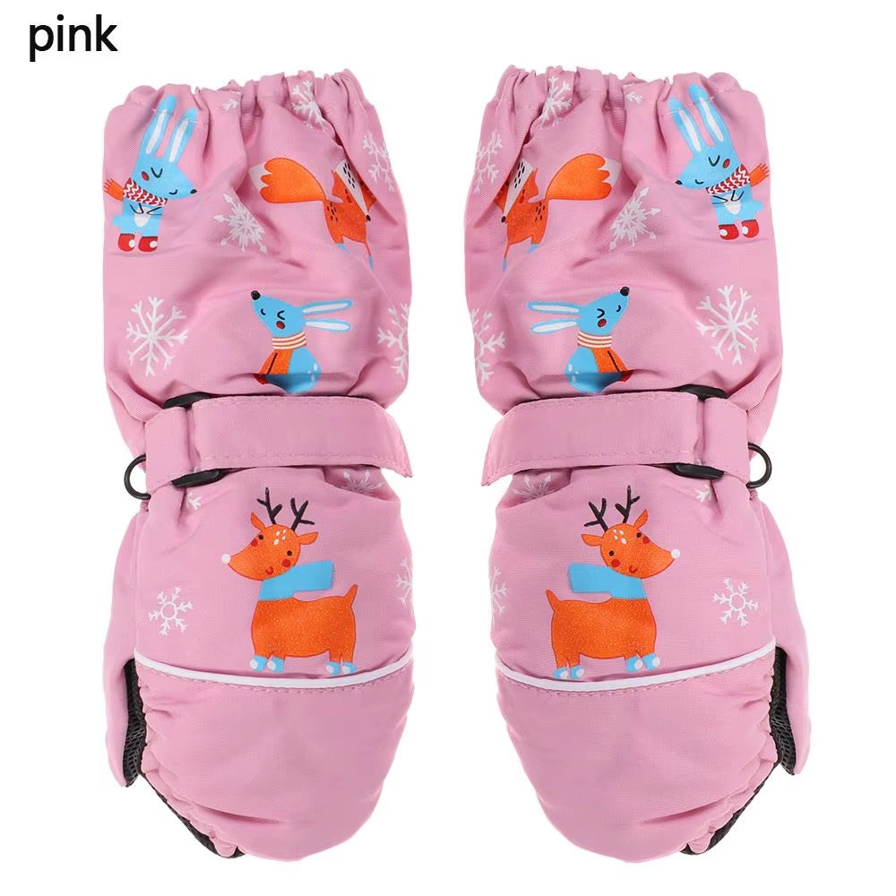 Children Winter Rabbit Gloves Baby Girls Waterproof Windproof Snow Gloves Kids Boy Thick Warm Ski Mitten for 2-6 Years Old