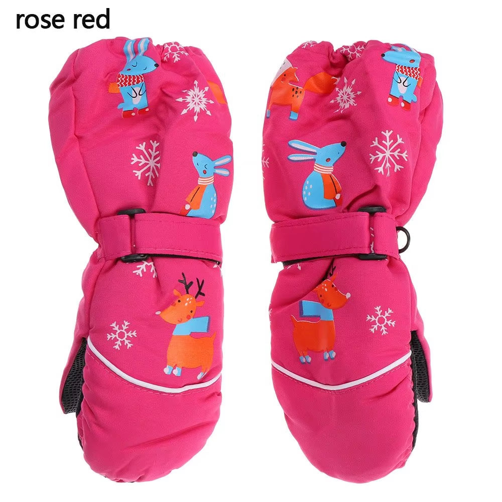 Children Winter Rabbit Gloves Baby Girls Waterproof Windproof Snow Gloves Kids Boy Thick Warm Ski Mitten for 2-6 Years Old