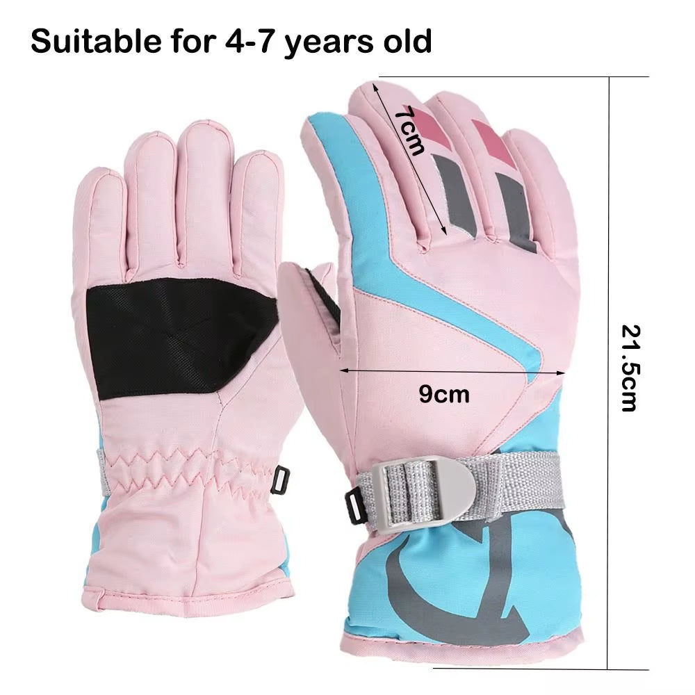 Children Winter Rabbit Gloves Baby Girls Waterproof Windproof Snow Gloves Kids Boy Thick Warm Ski Mitten for 2-6 Years Old
