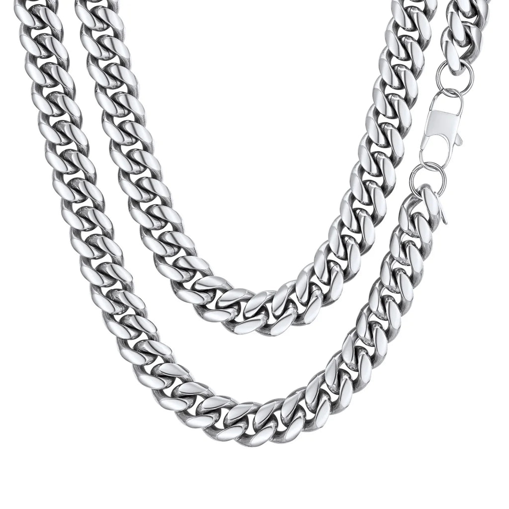Hip Hop Men Necklaces Curb Cuban Chains 20Inch 10Mm Stainless Steel Chains Gift for Mens