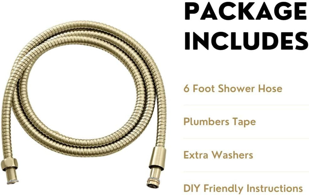 Universal 72" Extra Long Shower Replacement Hose, Leak Proof Stainless Steel Shower Hose, Kink-Free Anti-Twisting Design, Brushed Gold