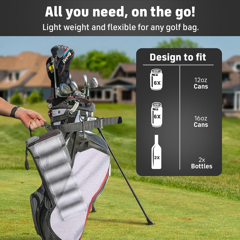 Frostbox Golf Bag Cooler with Ice Pack | Insulated 6-Can Beer Sleeve | Stays Cold for Hours Discreet Hidden Design - Fits in Golf Bag