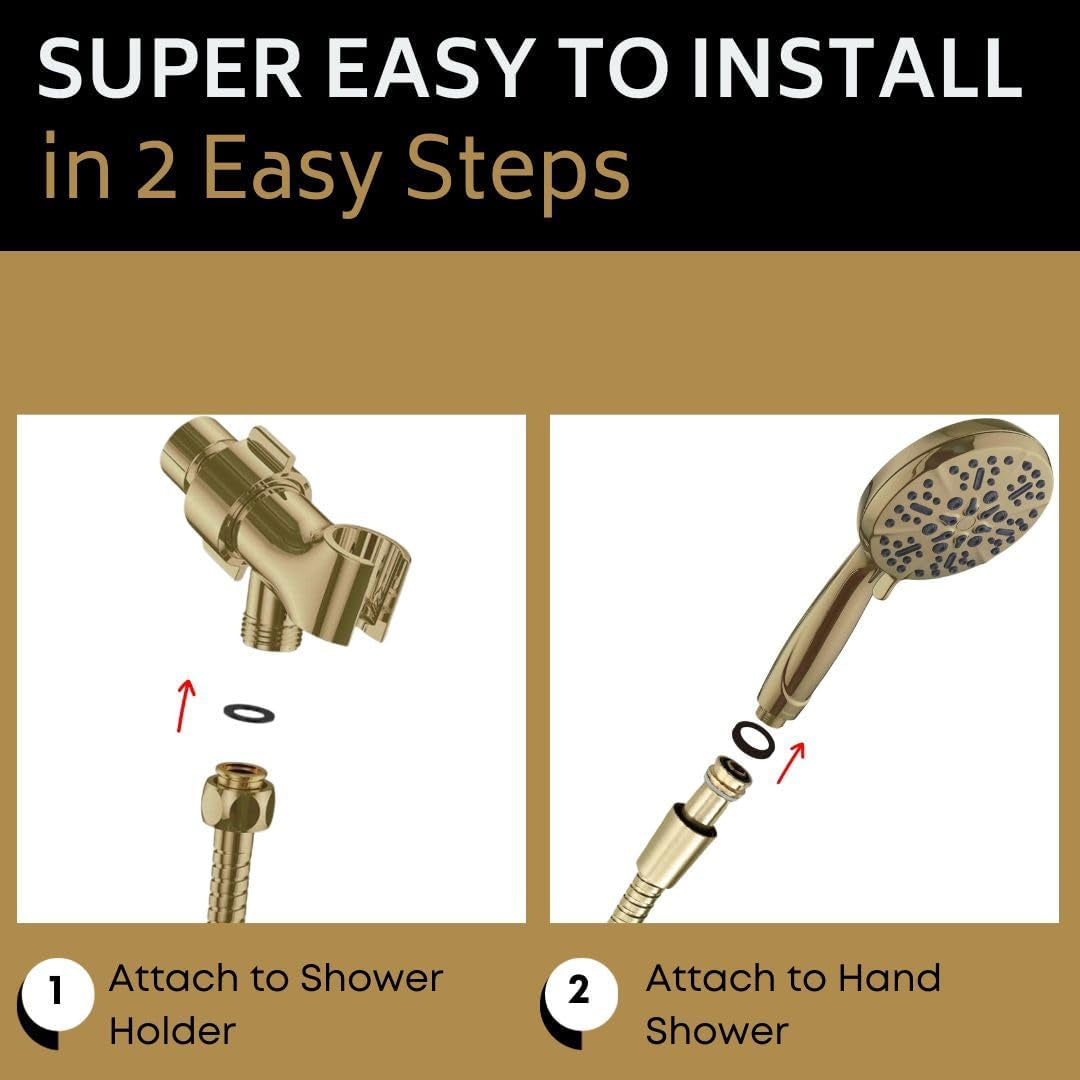 Universal 72" Extra Long Shower Replacement Hose, Leak Proof Stainless Steel Shower Hose, Kink-Free Anti-Twisting Design, Brushed Gold